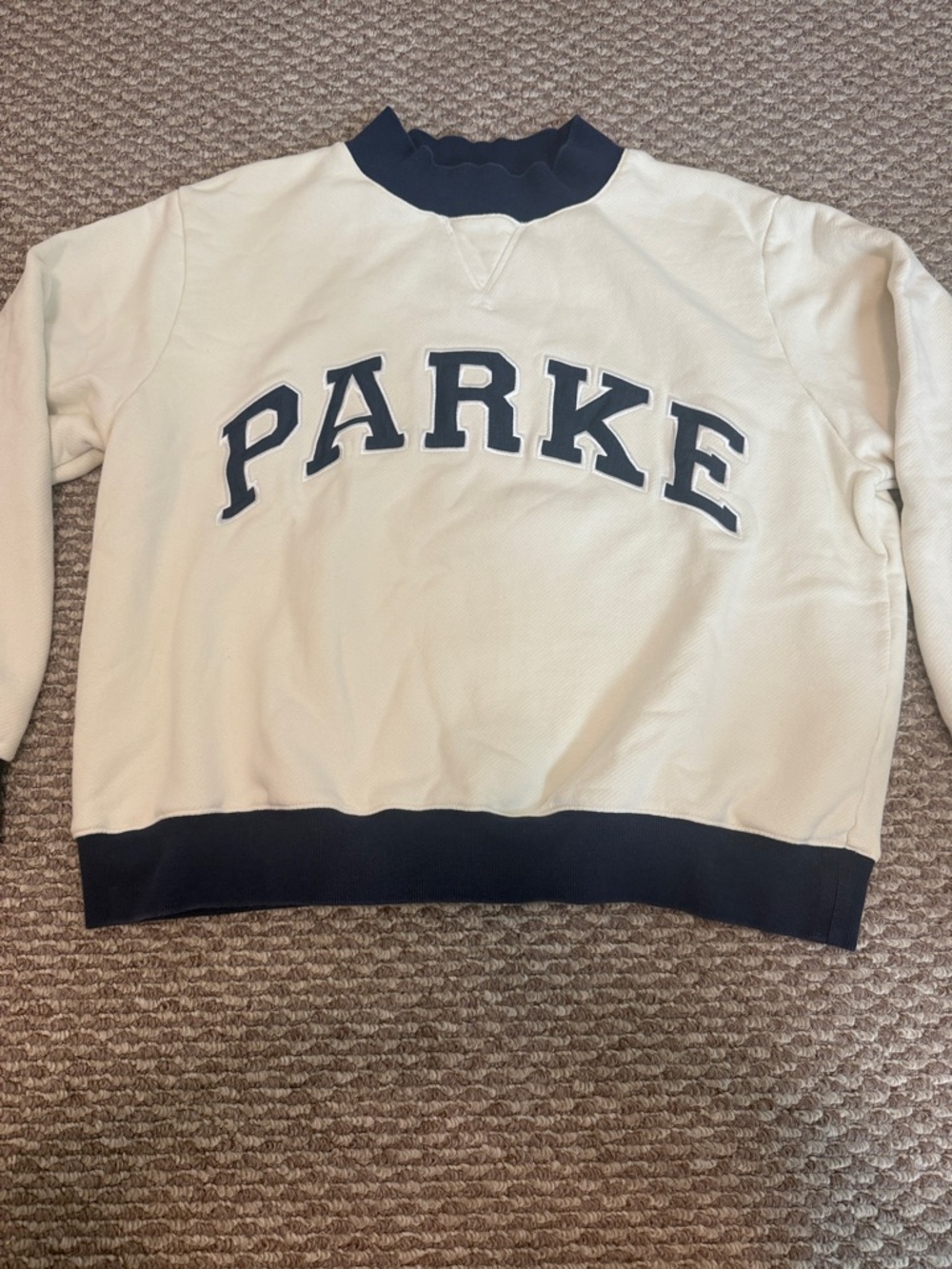 PARKE Cream & Navy mockneck Sweatshirt